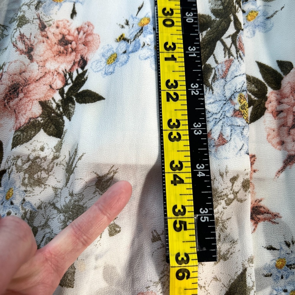 BALTIC BORN Maxi Dress Womens Large White Floral Belted‎ V-Neck Feminine Flowy L - Picture 10 of 16